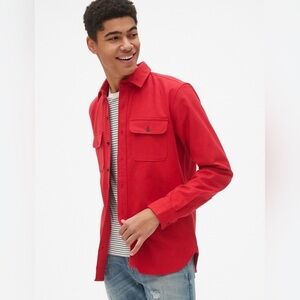 Old Navy Men's Red Soft Warm Fleece Button Down Shirt/Shacket/Jacket Small NWOT